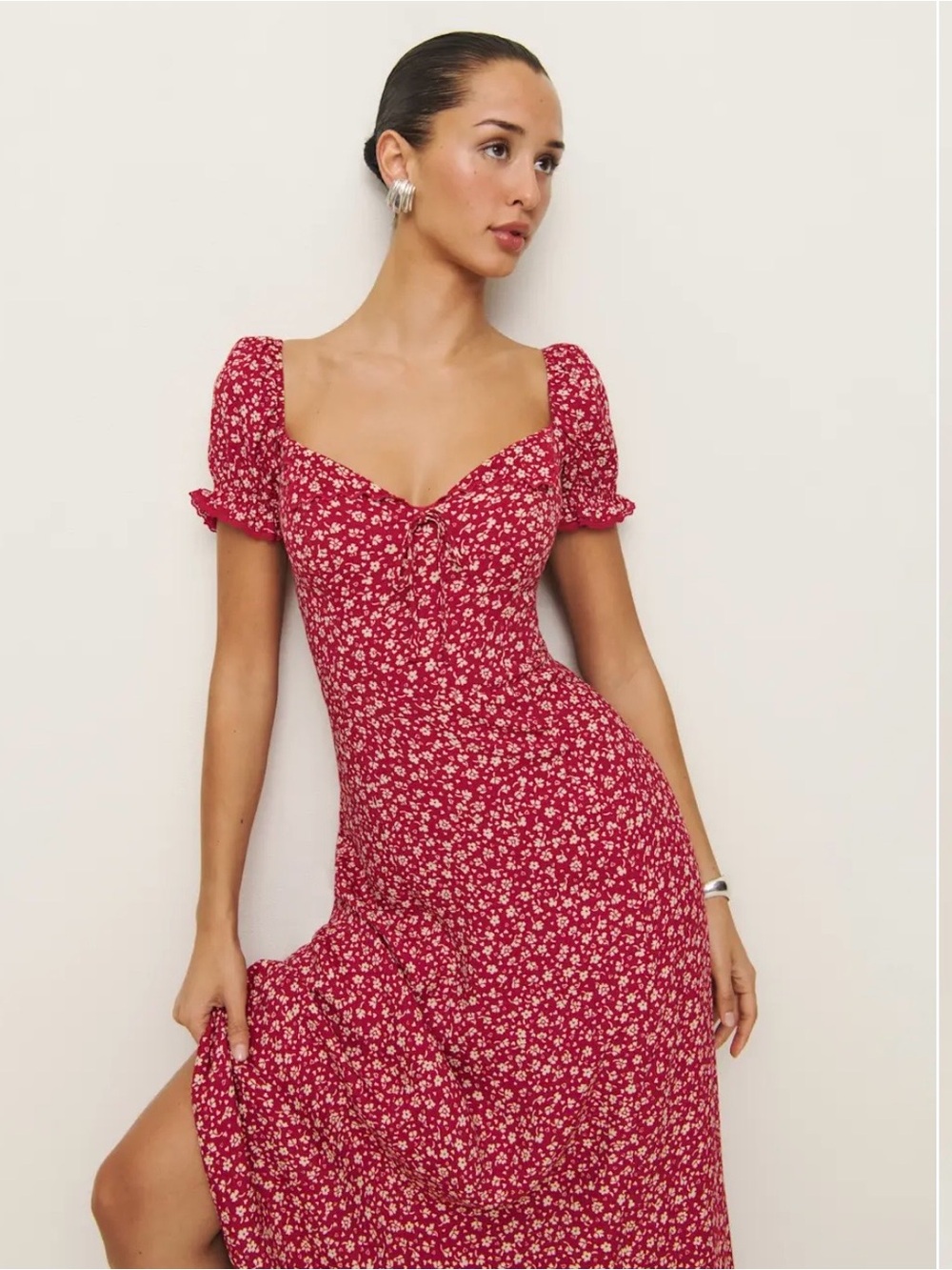 Reformation Red Floral Midi Dress